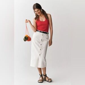 NWT! Anthropologie Sanctuary Carrier Button-Front Denim Midi Skirt - Size 30 💚